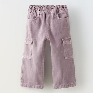 Zara Elastic Trim Cargo Jeans in Mauve